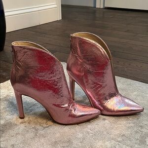 Nine West Metallic Pink Heeled Boots